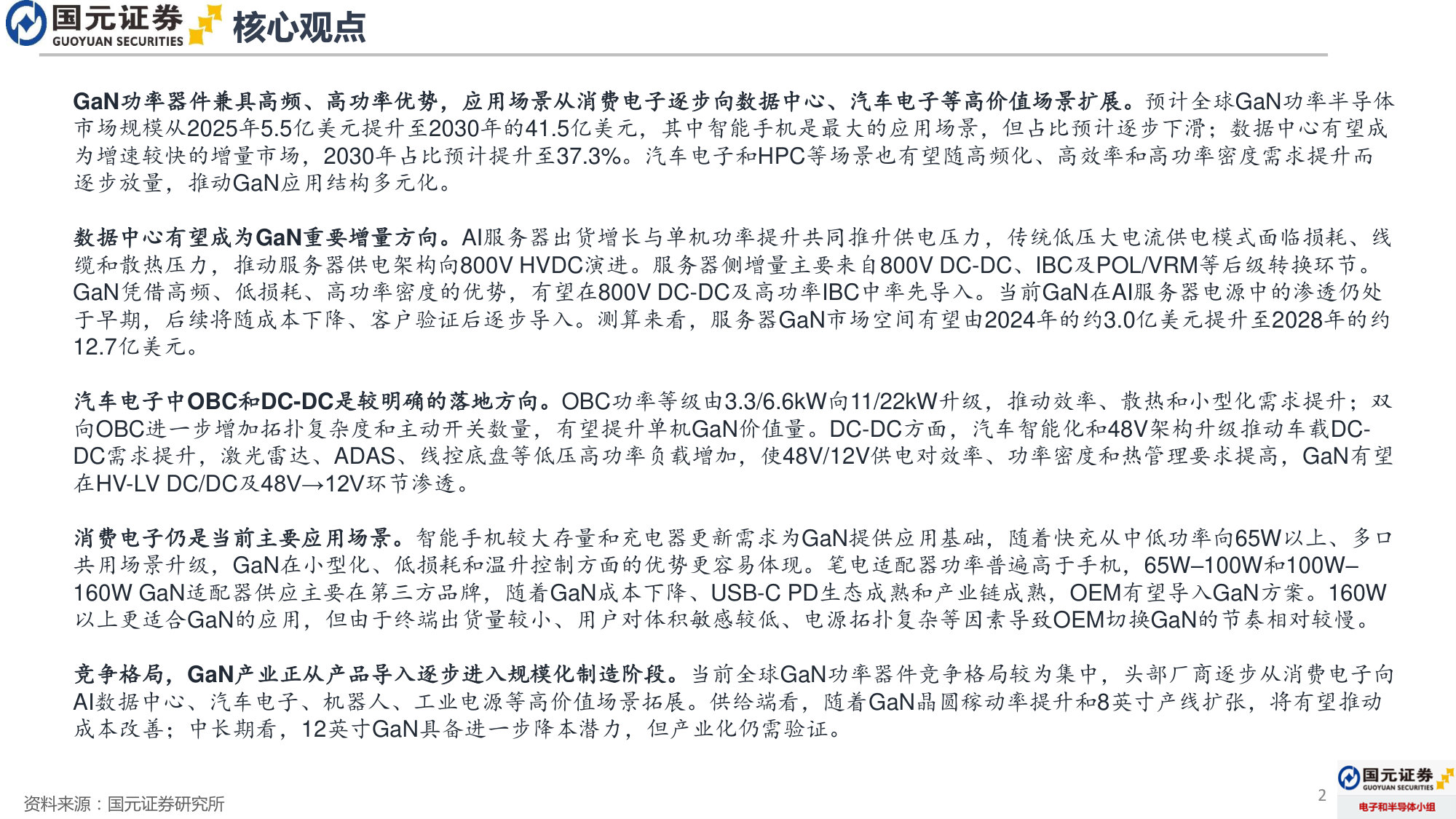 GaN功率半导体行业报告:应用场景加速拓展,数据中心与汽车电子贡献增量.pdf 第2页